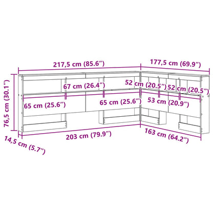 Opberghoofdbord Met Plank 160 Cm Bewerkt Hout 160 x 200 cm