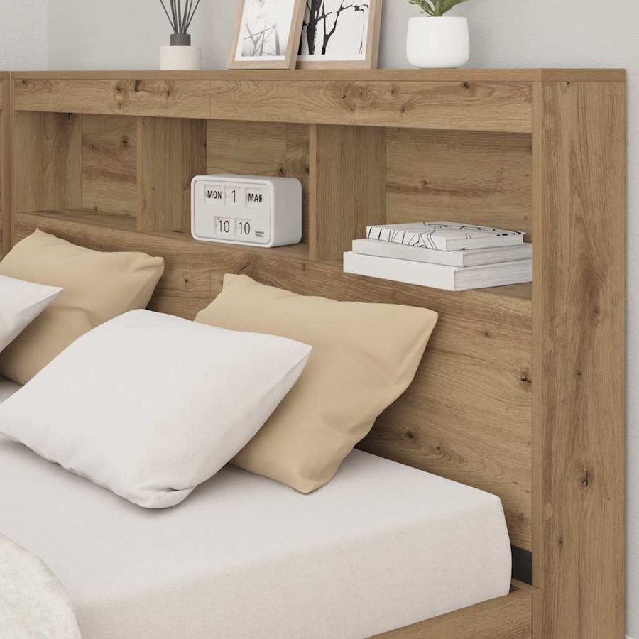 Opberghoofdbord Met Plank Artisan Eiken 160 Cm Bewerkt Hout 160 x 200 cm