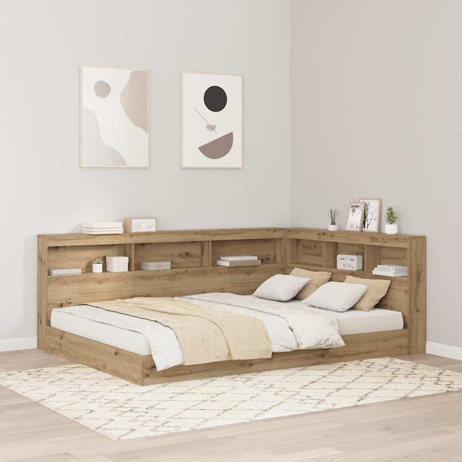 Opberghoofdbord Met Plank Artisan Eiken 160 Cm Bewerkt Hout 160 x 200 cm