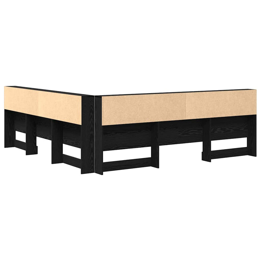 Opberghoofdbord met plank met hoofdeinde met opslag Zwart eiken 180 cm Bewerkt hout