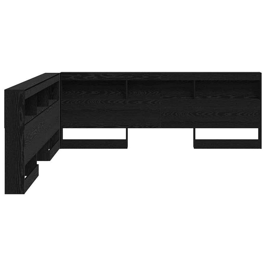 Opberghoofdbord met plank met hoofdeinde met opslag Zwart eiken 180 cm Bewerkt hout