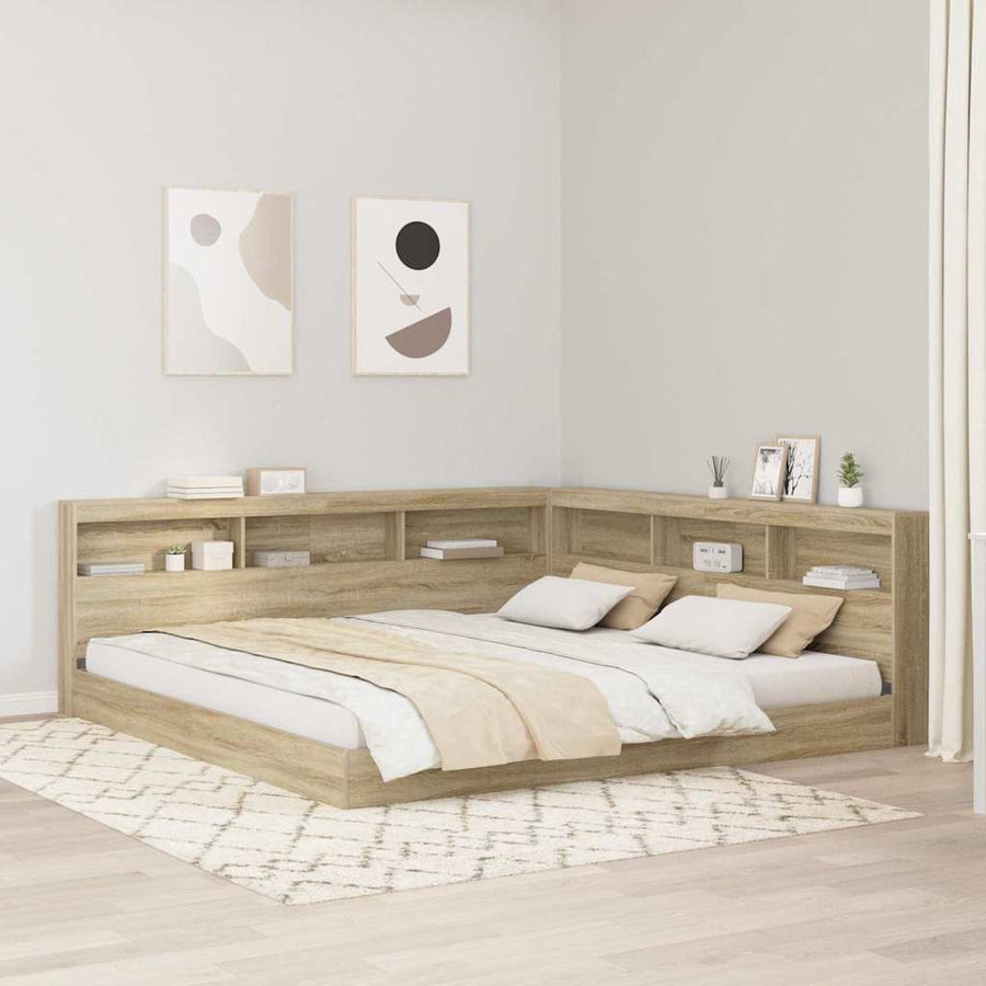 Opberghoofdbord met plank met hoofdeinde met opslag Sonoma eiken 180 cm Bewerkt hout