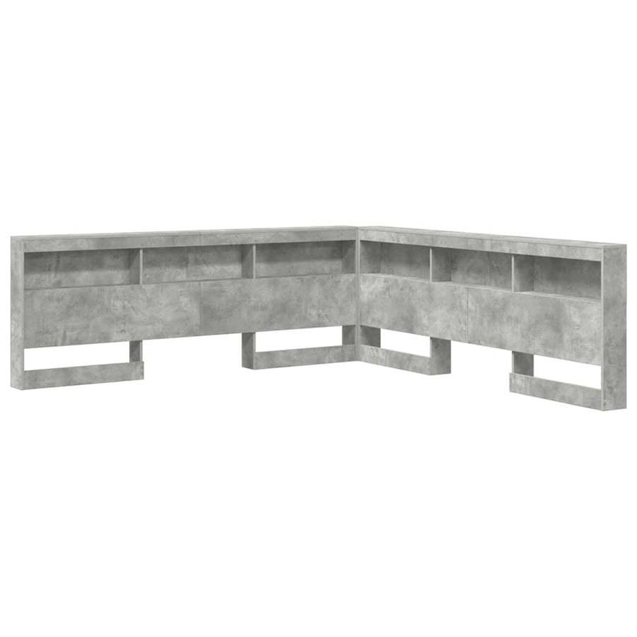 Opberghoofdbord Met Plank 180 Cm Bewerkt Hout Betongrijs 180 x 200 cm