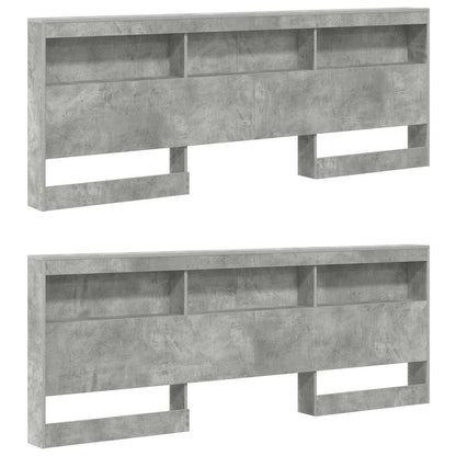 Opberghoofdbord Met Plank 180 Cm Bewerkt Hout Betongrijs 180 x 200 cm