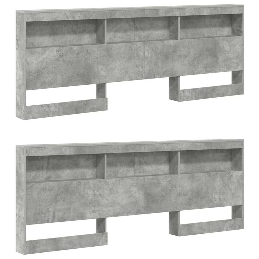 Opberghoofdbord Met Plank 180 Cm Bewerkt Hout Betongrijs 180 x 200 cm