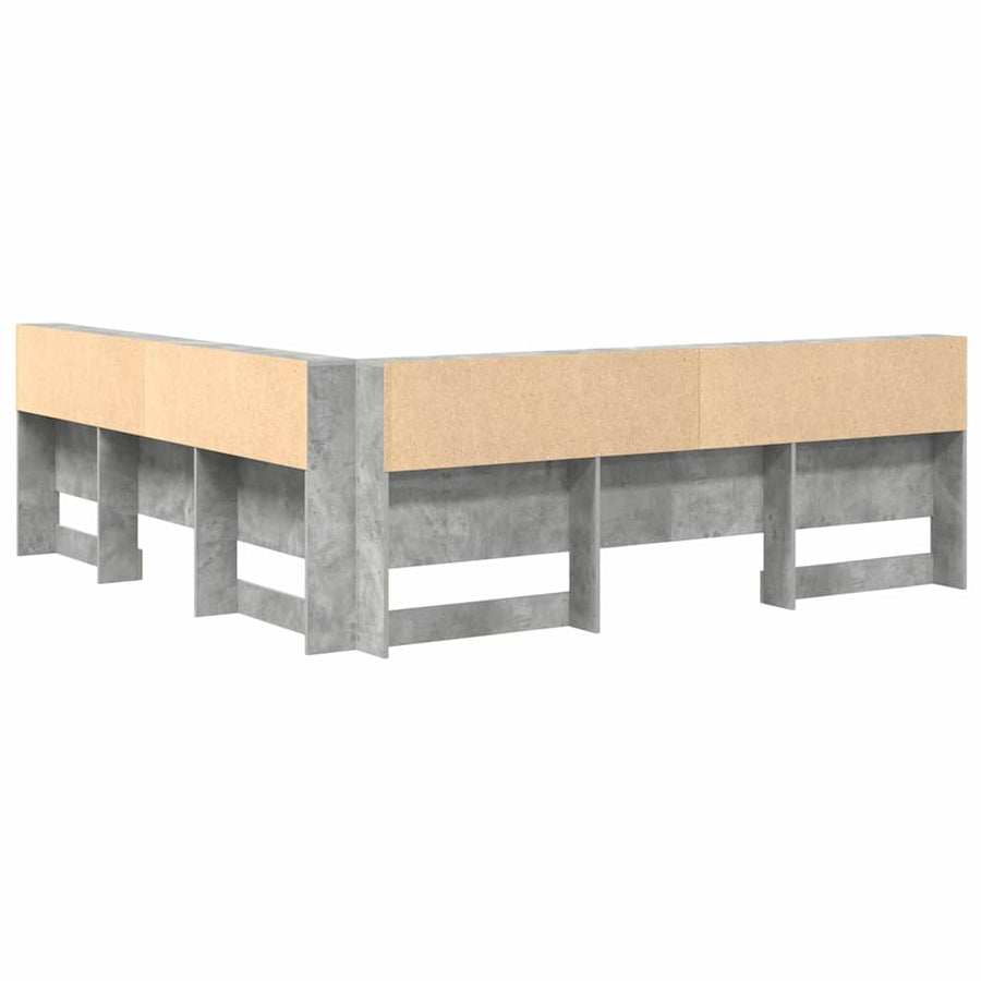 Opberghoofdbord Met Plank 180 Cm Bewerkt Hout Betongrijs 180 x 200 cm
