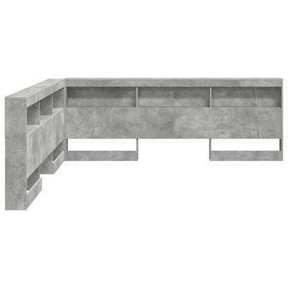 Opberghoofdbord Met Plank 180 Cm Bewerkt Hout Betongrijs 180 x 200 cm