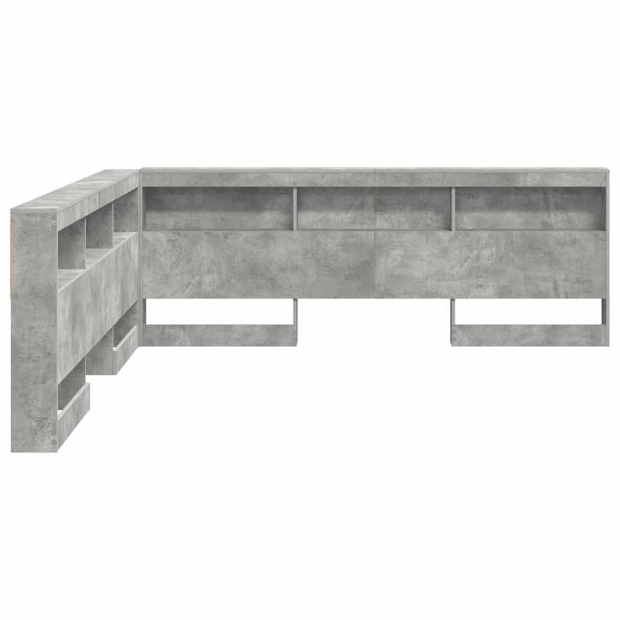 Opberghoofdbord Met Plank 180 Cm Bewerkt Hout Betongrijs 180 x 200 cm