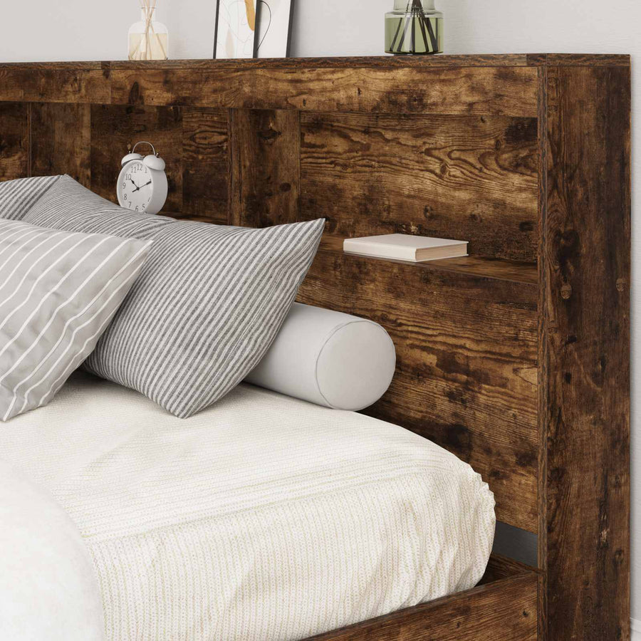 Opberghoofdbord met plank Gerookt eiken 180 cm Bewerkt hout