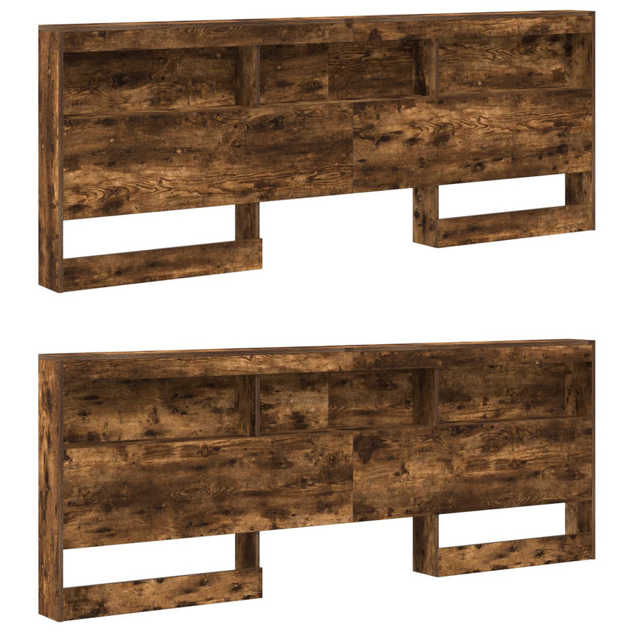Opberghoofdbord met plank Gerookt eiken 180 cm Bewerkt hout