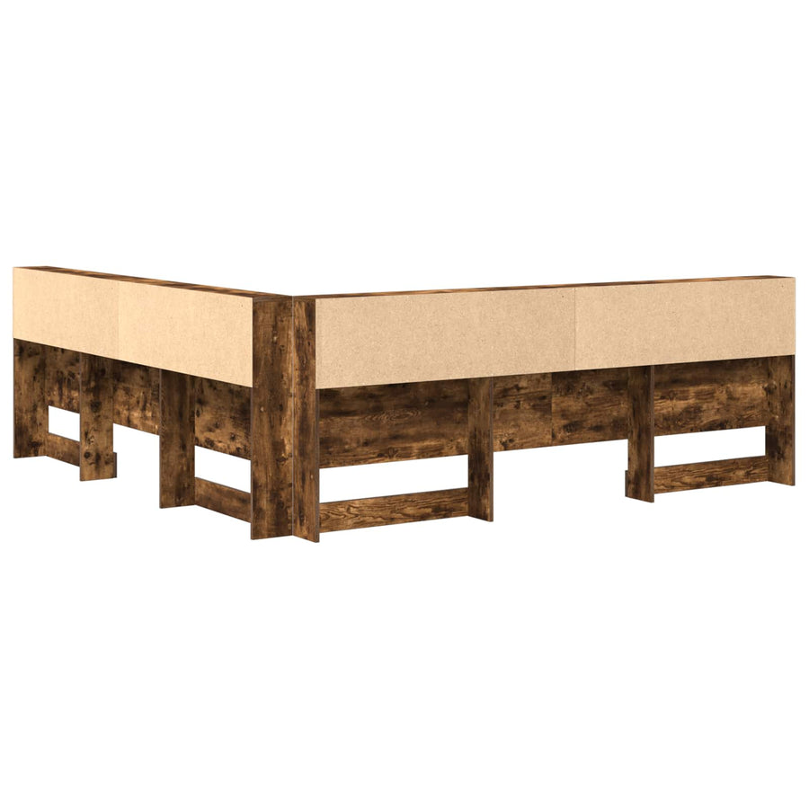 Opberghoofdbord met plank Gerookt eiken 180 cm Bewerkt hout