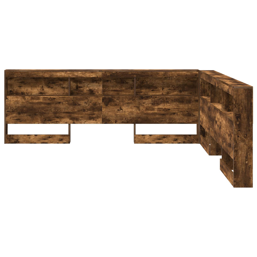 Opberghoofdbord met plank Gerookt eiken 180 cm Bewerkt hout