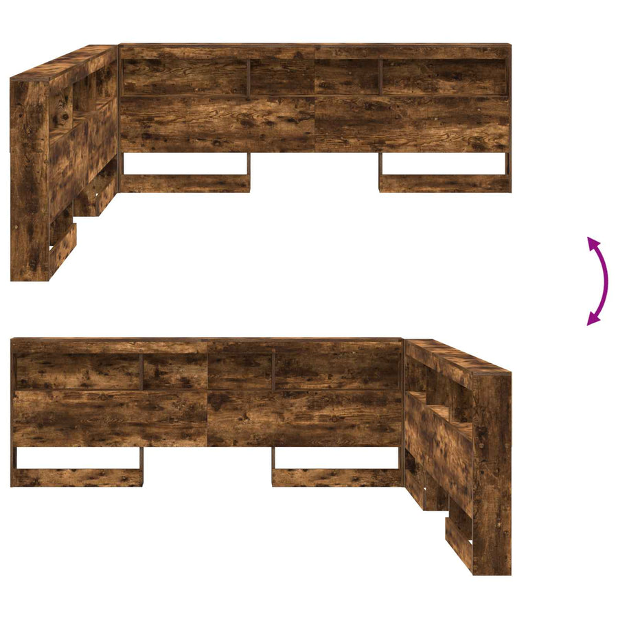 Opberghoofdbord met plank Gerookt eiken 180 cm Bewerkt hout