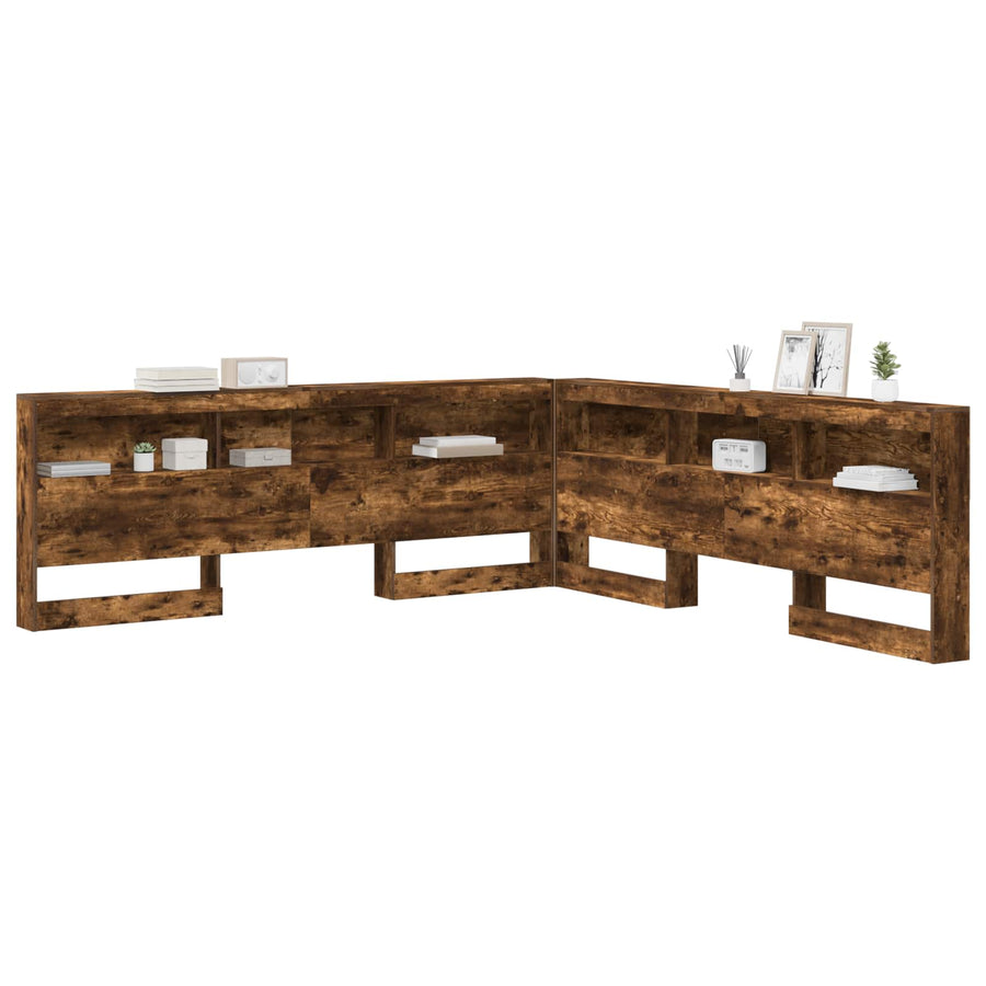 Opberghoofdbord met plank Gerookt eiken 180 cm Bewerkt hout