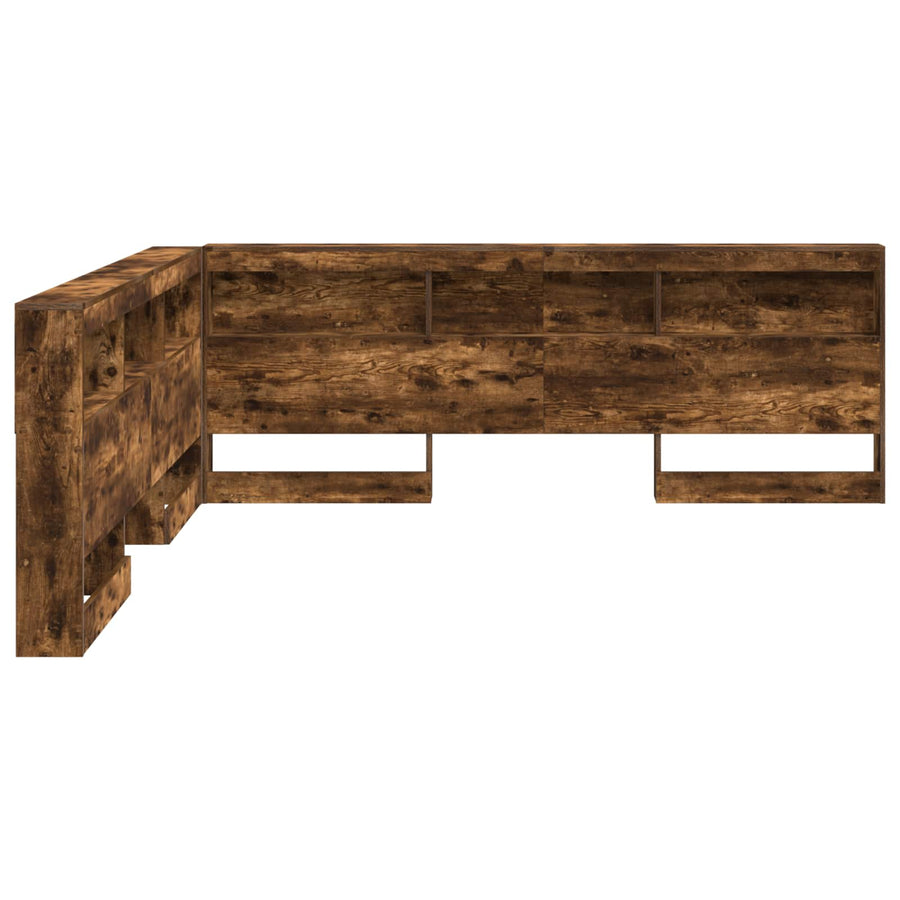 Opberghoofdbord met plank Gerookt eiken 180 cm Bewerkt hout