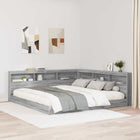 Hoofdbord met plank 180x200 cm bewerkt hout grijs