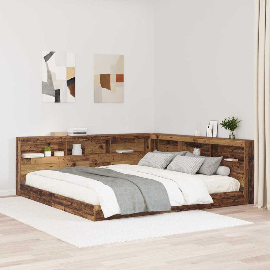 Opberghoofdbord met plank met hoofdeinde met opslag Oud hout 180 cm Bewerkt hout