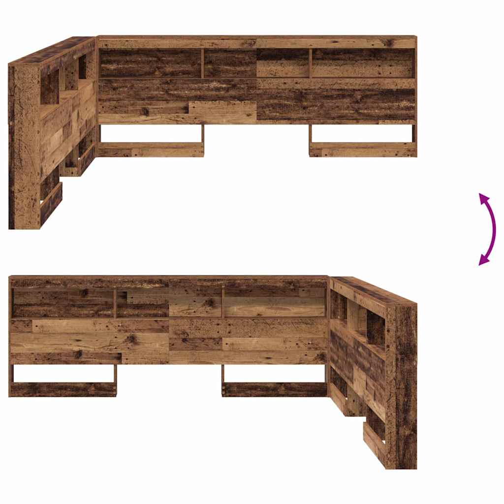 Opberghoofdbord met plank met hoofdeinde met opslag Oud hout 180 cm Bewerkt hout