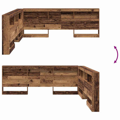 Opberghoofdbord met plank met hoofdeinde met opslag Oud hout 180 cm Bewerkt hout