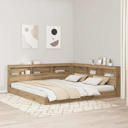 Opberghoofdbord artisanaal eikenkleurig 180 cm Bewerkt hout