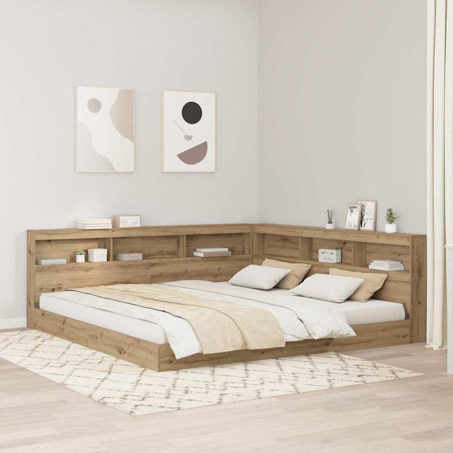 Opberghoofdbord artisanaal eikenkleurig 180 cm Bewerkt hout