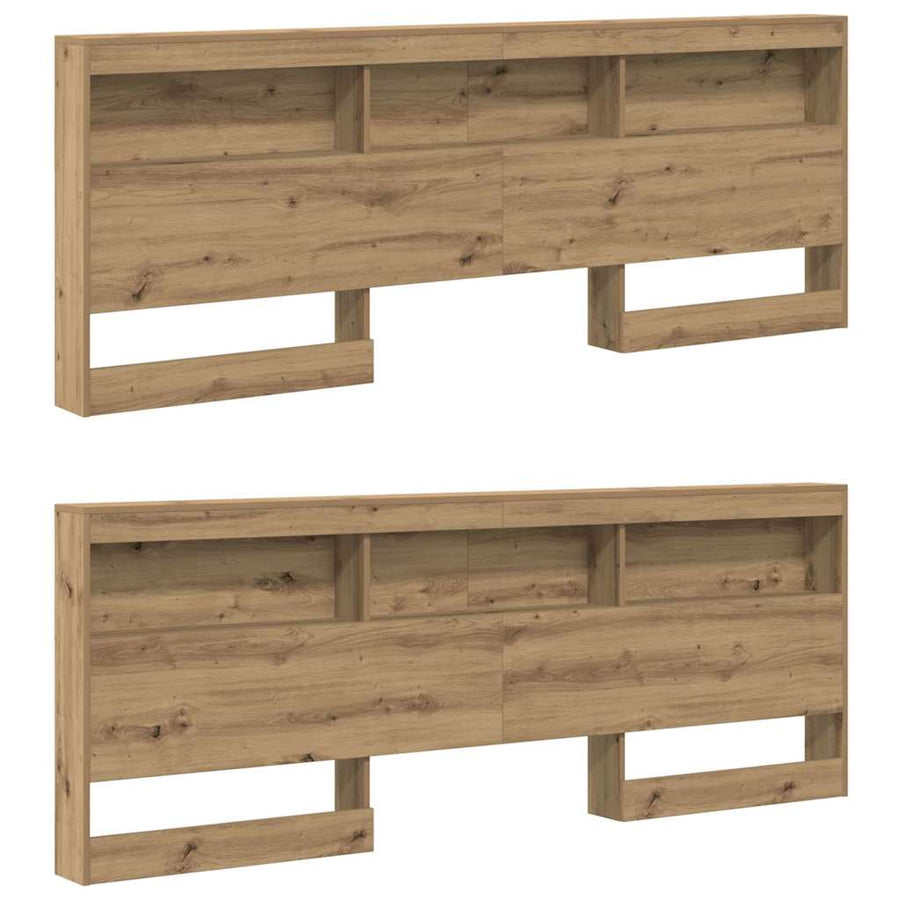 Opberghoofdbord artisanaal eikenkleurig 180 cm Bewerkt hout