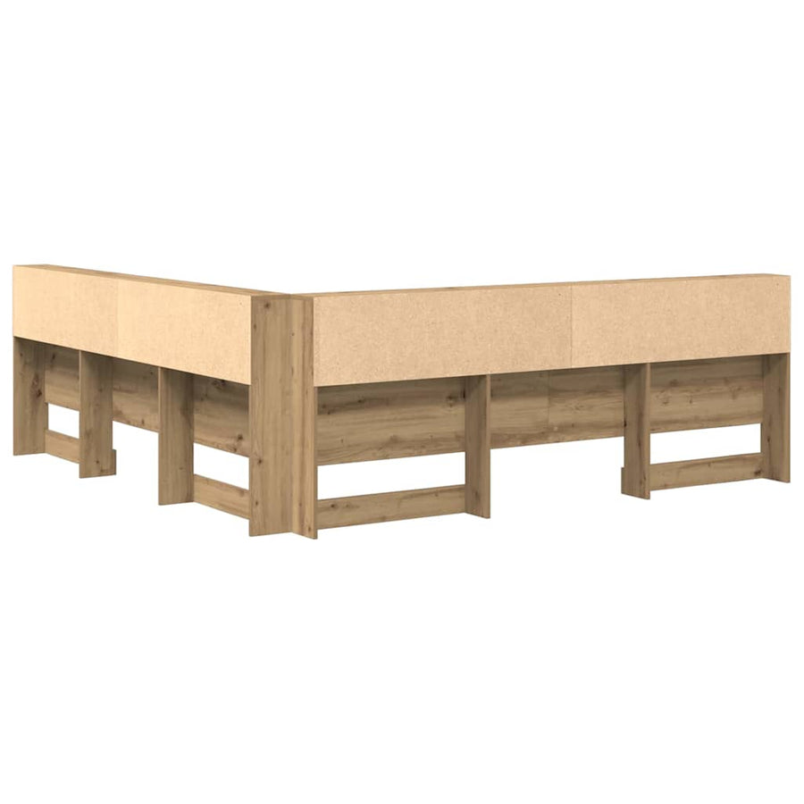 Opberghoofdbord artisanaal eikenkleurig 180 cm Bewerkt hout
