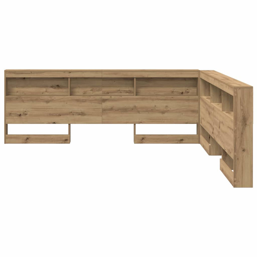 Opberghoofdbord artisanaal eikenkleurig 180 cm Bewerkt hout