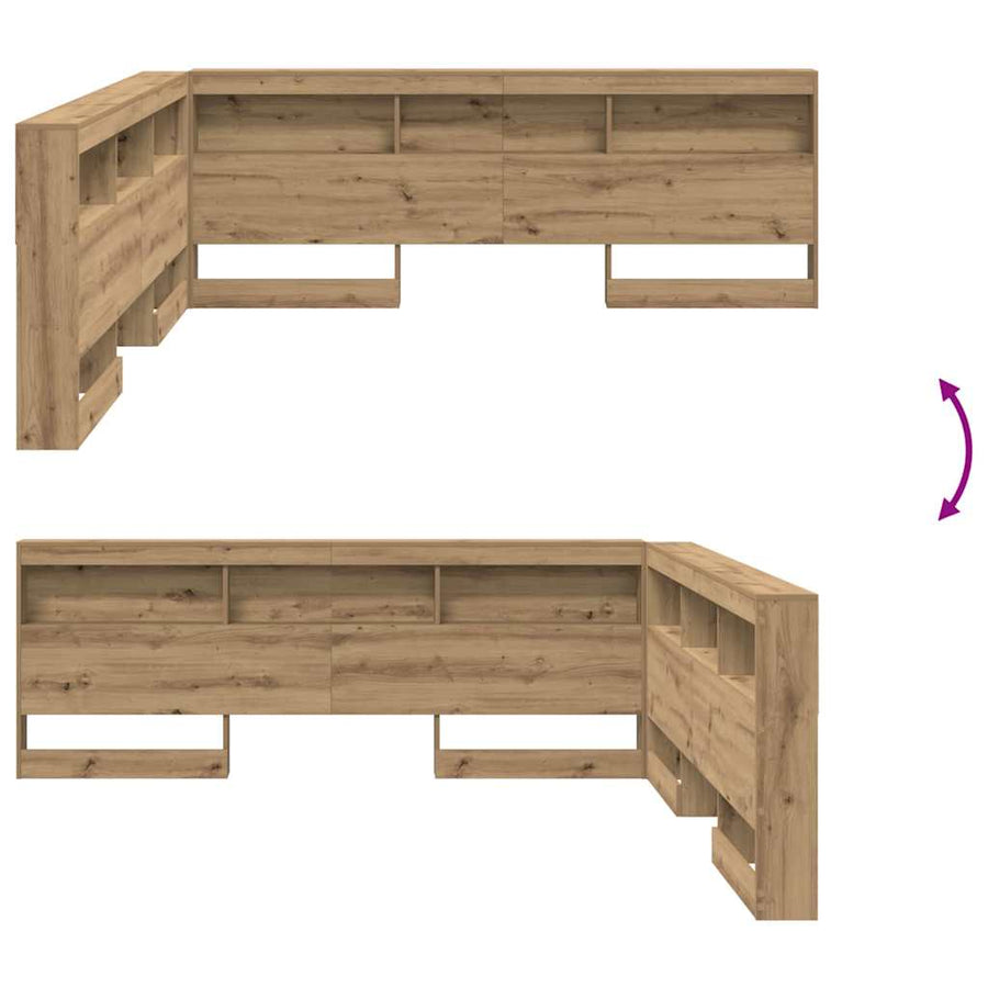 Opberghoofdbord artisanaal eikenkleurig 180 cm Bewerkt hout