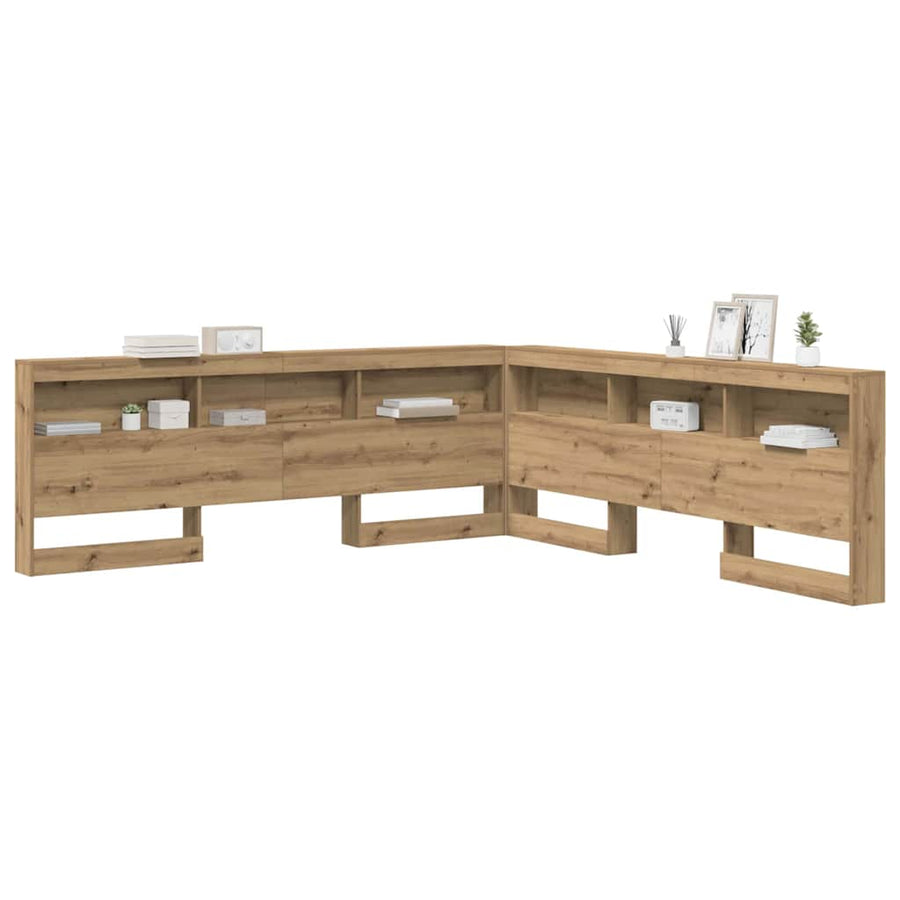 Opberghoofdbord artisanaal eikenkleurig 180 cm Bewerkt hout