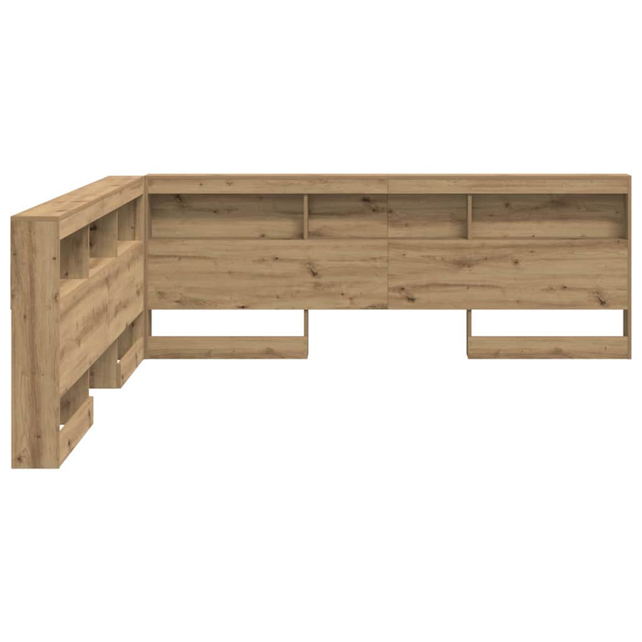 Opberghoofdbord artisanaal eikenkleurig 180 cm Bewerkt hout