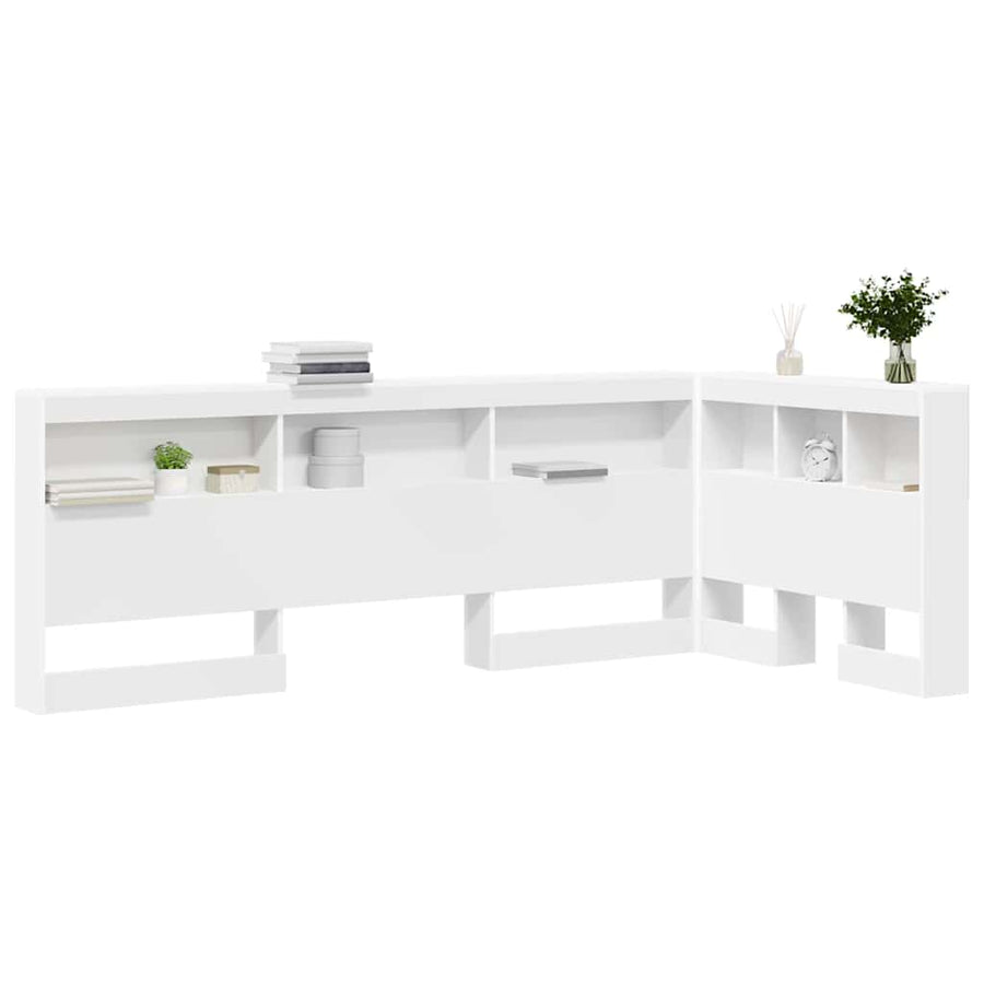 Opberghoofdbord met plank met hoofdeinde met opslag Wit 90 cm Bewerkt hout