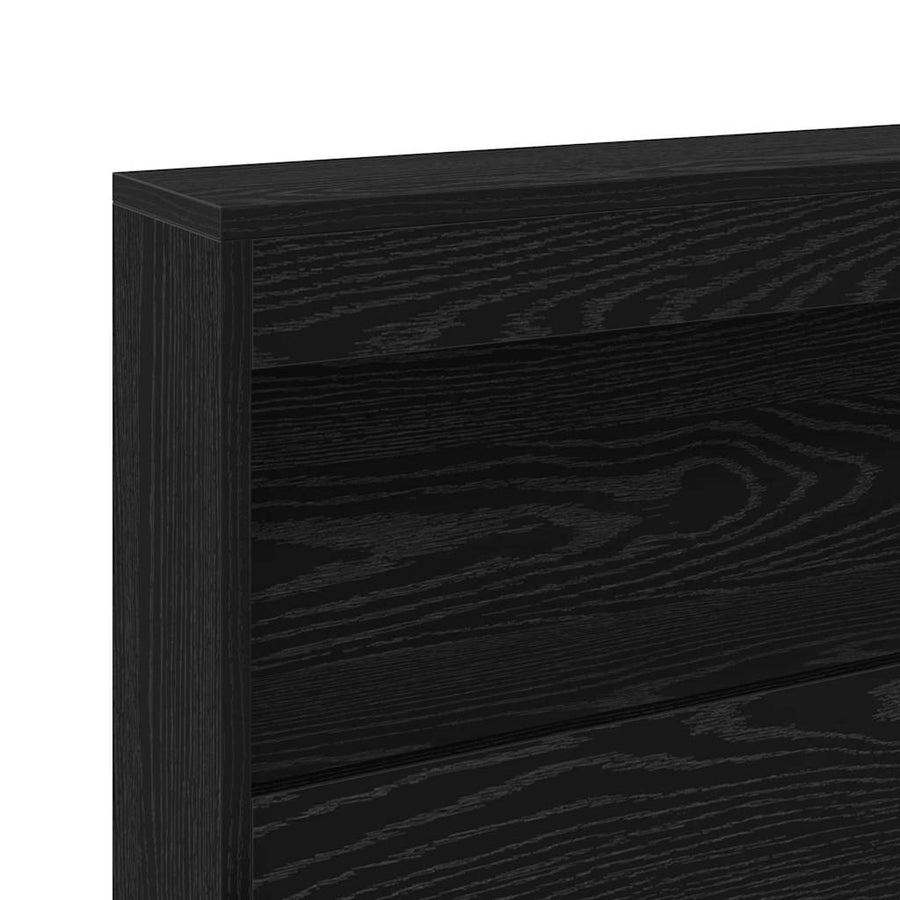 Opberghoofdbord met plank met hoofdeinde met opslag Zwart eiken 90 cm Bewerkt hout