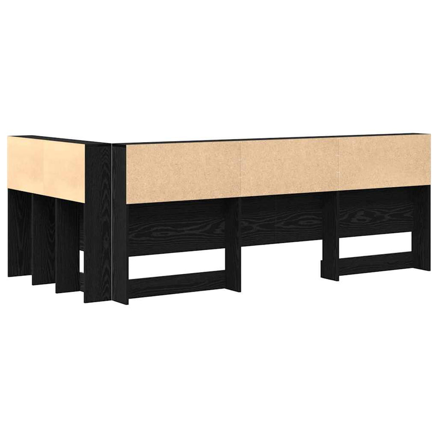 Opberghoofdbord met plank met hoofdeinde met opslag Zwart eiken 90 cm Bewerkt hout