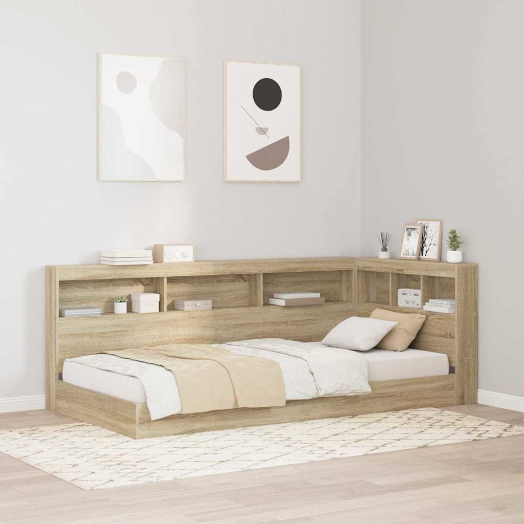 Opberghoofdbord met plank met hoofdeinde met opslag Sonoma eiken 90 cm Bewerkt hout