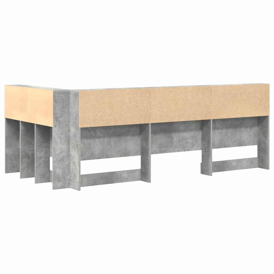 Opberghoofdbord met plank met hoofdeinde met opslag Betongrijs 90 cm Bewerkt hout