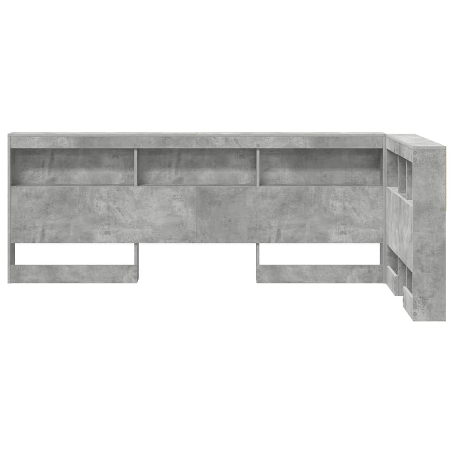 Opberghoofdbord met plank met hoofdeinde met opslag Betongrijs 90 cm Bewerkt hout