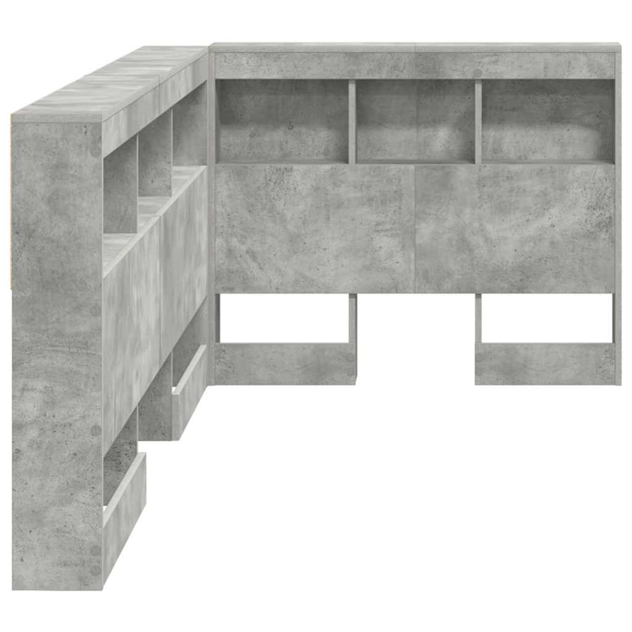 Opberghoofdbord met plank met hoofdeinde met opslag Betongrijs 90 cm Bewerkt hout