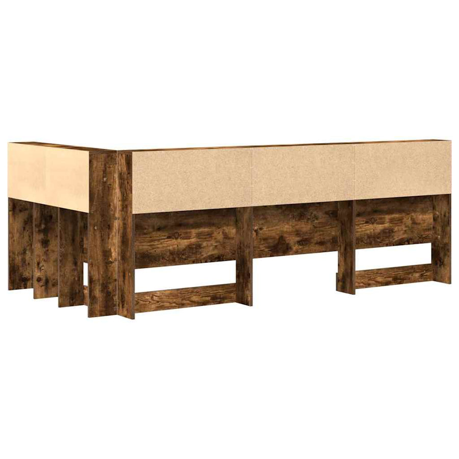Opberghoofdbord met plank met hoofdeinde met opslag Gerookt eiken 90 cm Bewerkt hout