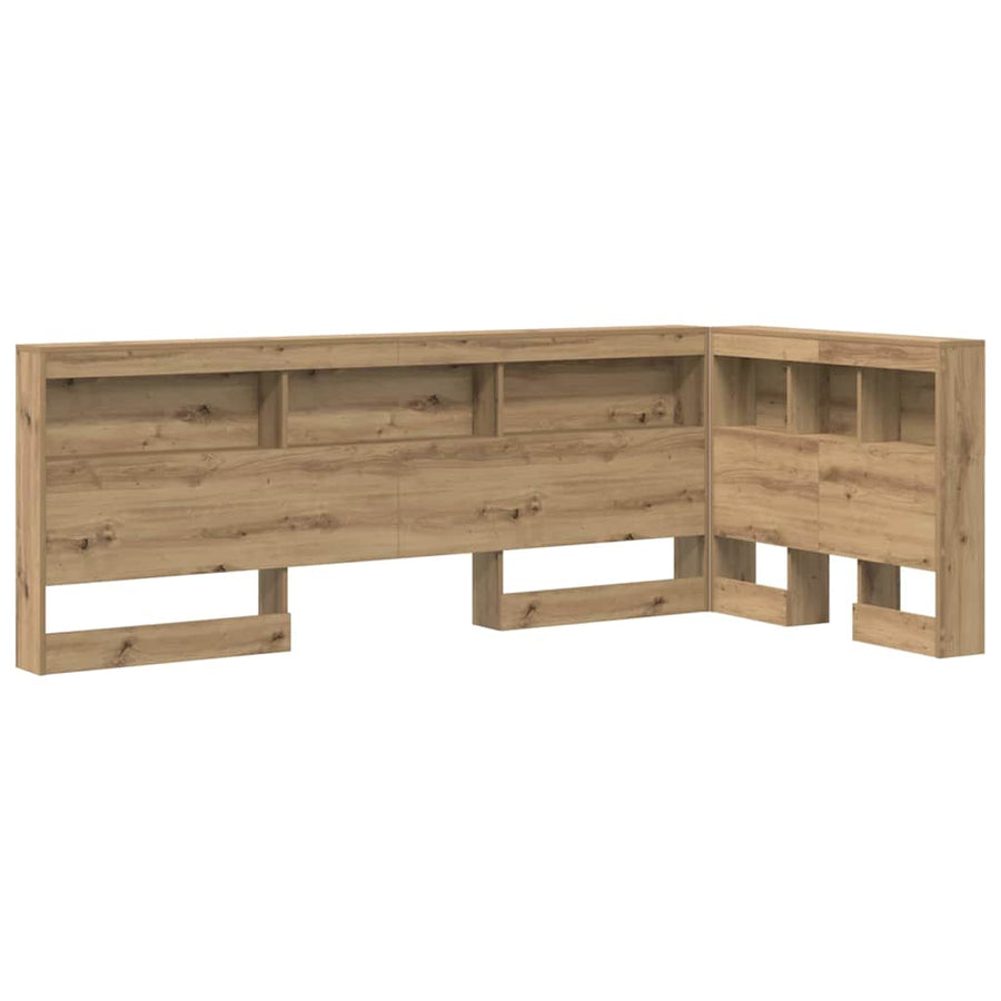 Opberghoofdbord artisanaal eikenkleurig 90 cm Bewerkt hout