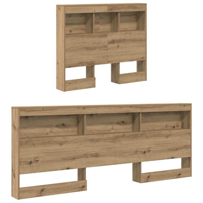 Opberghoofdbord artisanaal eikenkleurig 90 cm Bewerkt hout