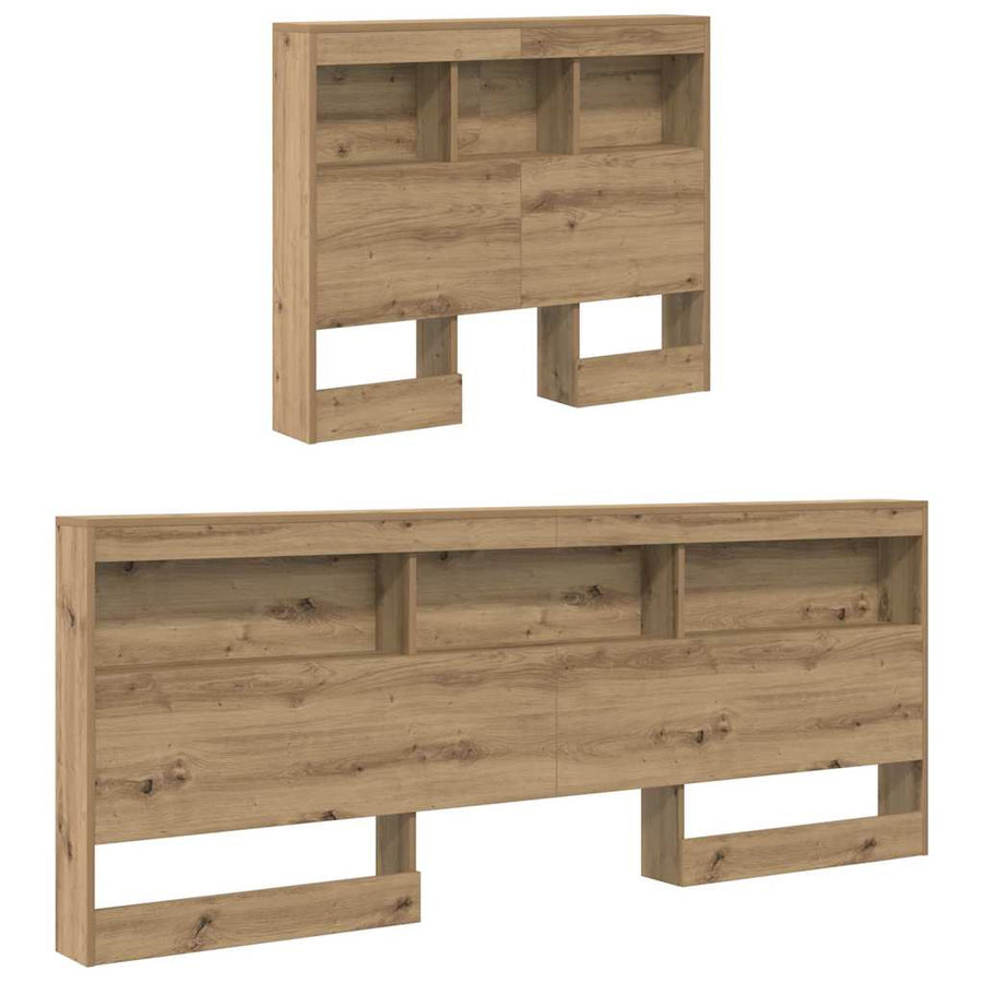 Opberghoofdbord artisanaal eikenkleurig 90 cm Bewerkt hout