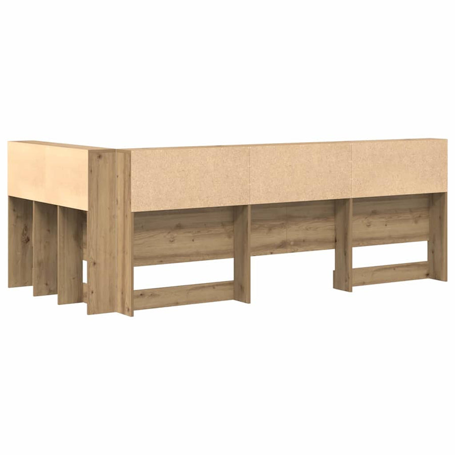 Opberghoofdbord artisanaal eikenkleurig 90 cm Bewerkt hout