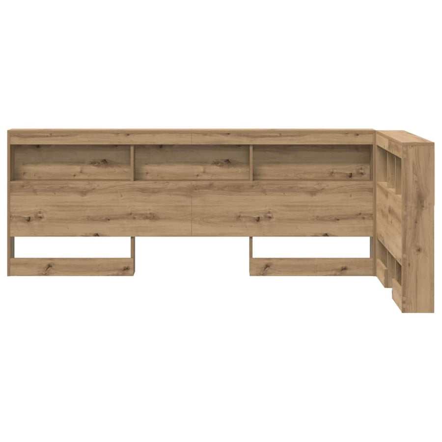 Opberghoofdbord artisanaal eikenkleurig 90 cm Bewerkt hout
