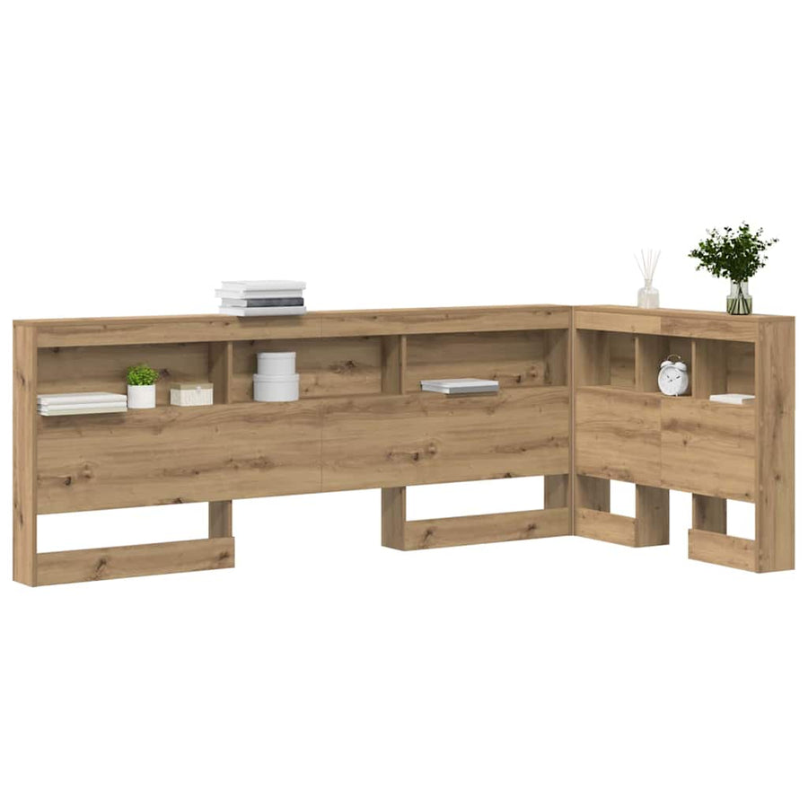 Opberghoofdbord artisanaal eikenkleurig 90 cm Bewerkt hout