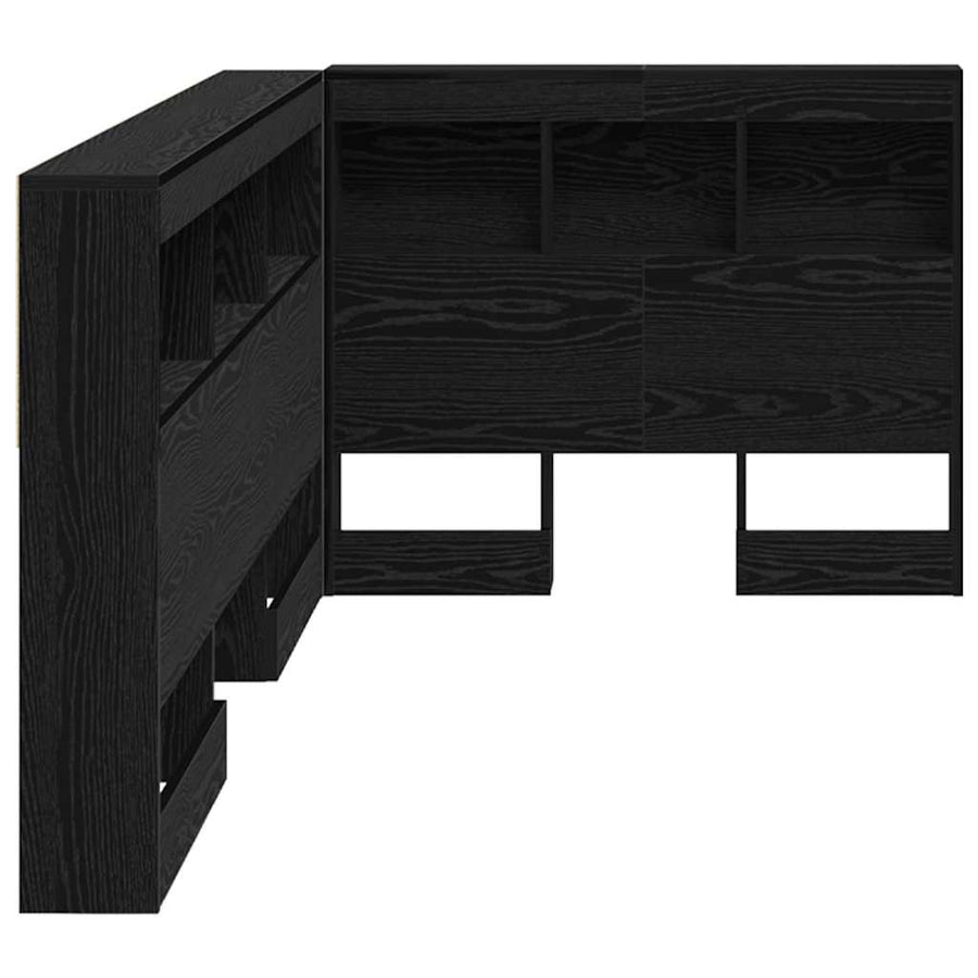 Opberghoofdbord met plank met hoofdeinde met opslag Zwart eiken 75 cm Bewerkt hout