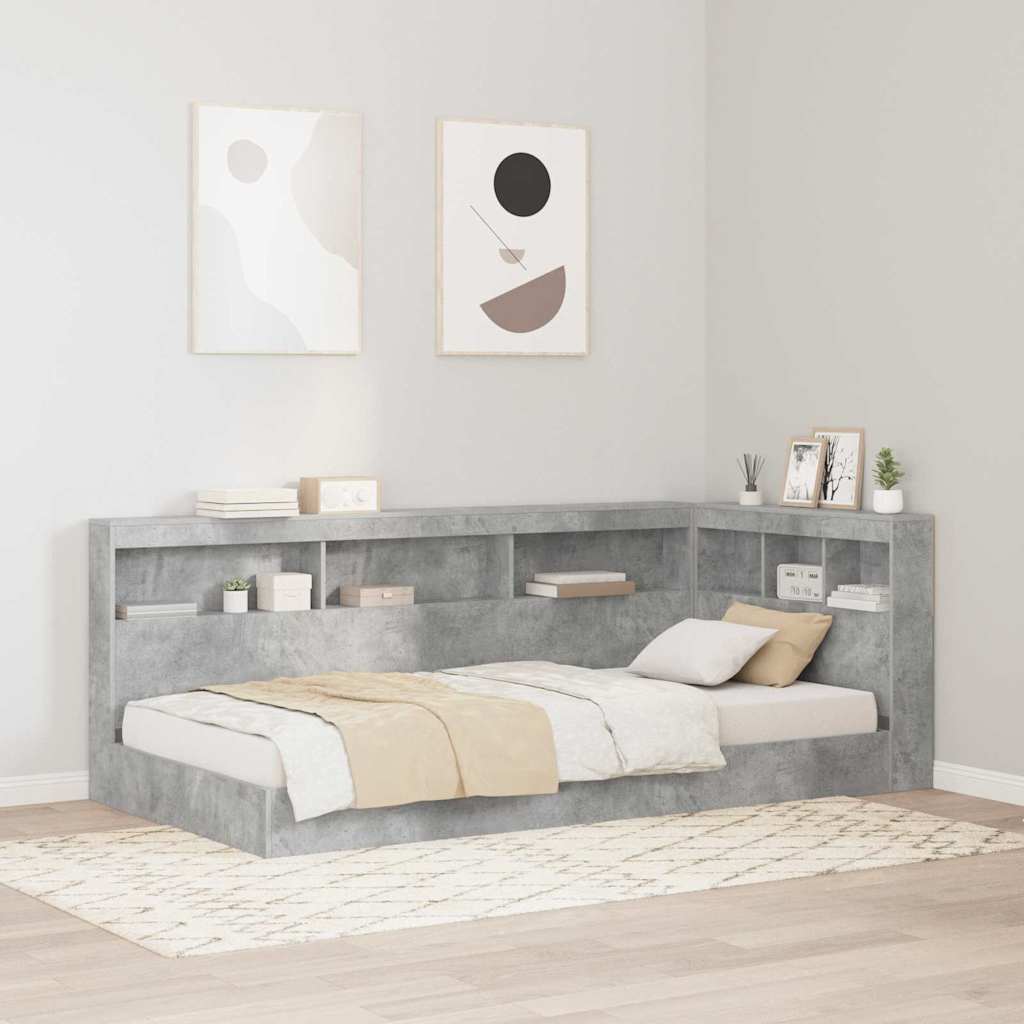 Opberghoofdbord Met Plank Beton Grijs 75 Cm Bewerkt Hout 75 x 190 cm