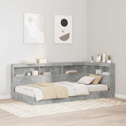 Opberghoofdbord Met Plank Beton Grijs 75 Cm Bewerkt Hout 75 x 190 cm