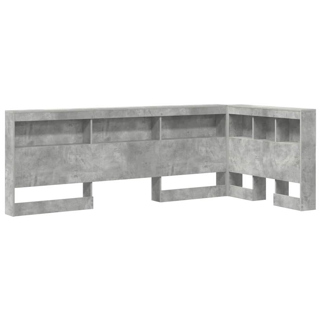 Opberghoofdbord Met Plank Beton Grijs 75 Cm Bewerkt Hout 75 x 190 cm