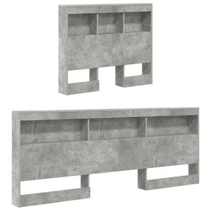 Opberghoofdbord Met Plank Beton Grijs 75 Cm Bewerkt Hout 75 x 190 cm
